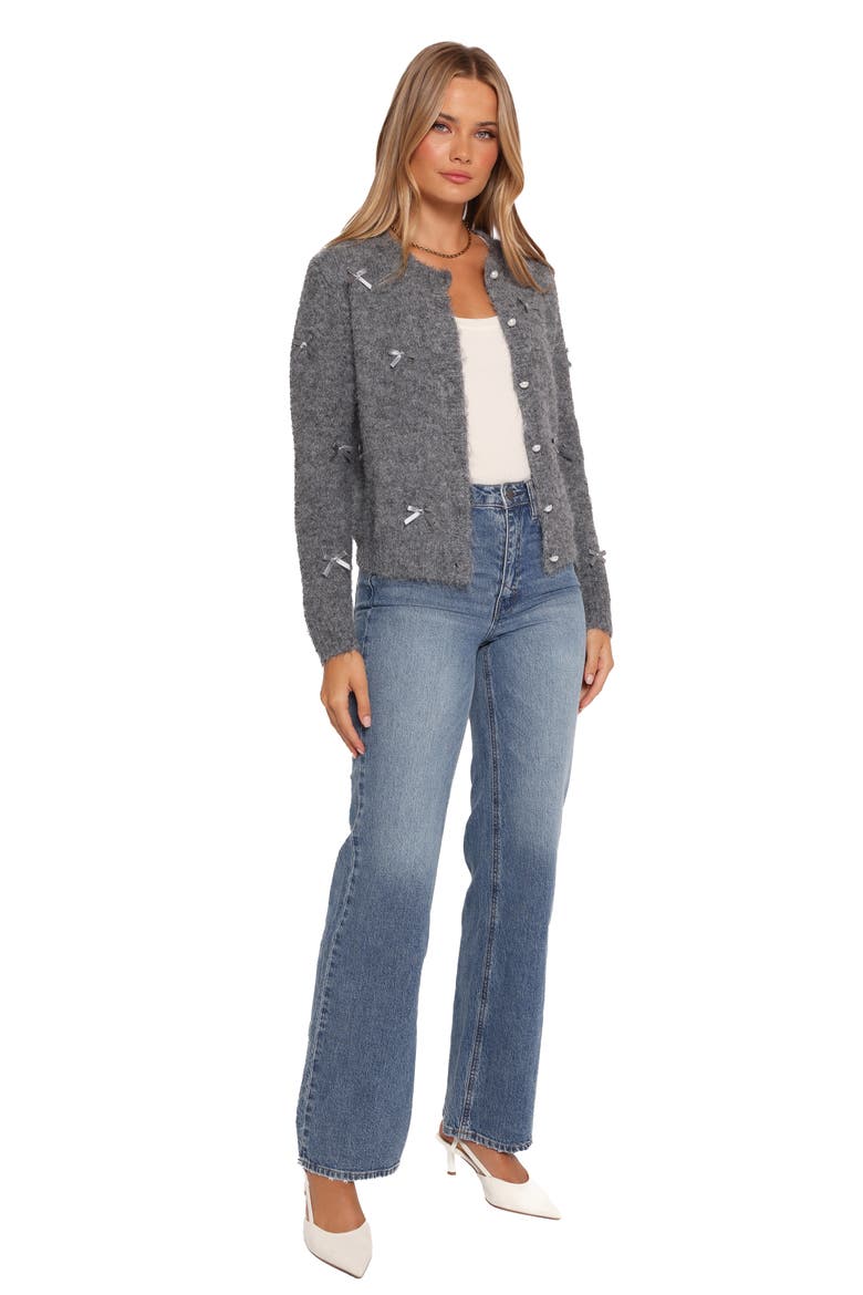 Mellie Bow Cardigan, Alternate, color, GREY