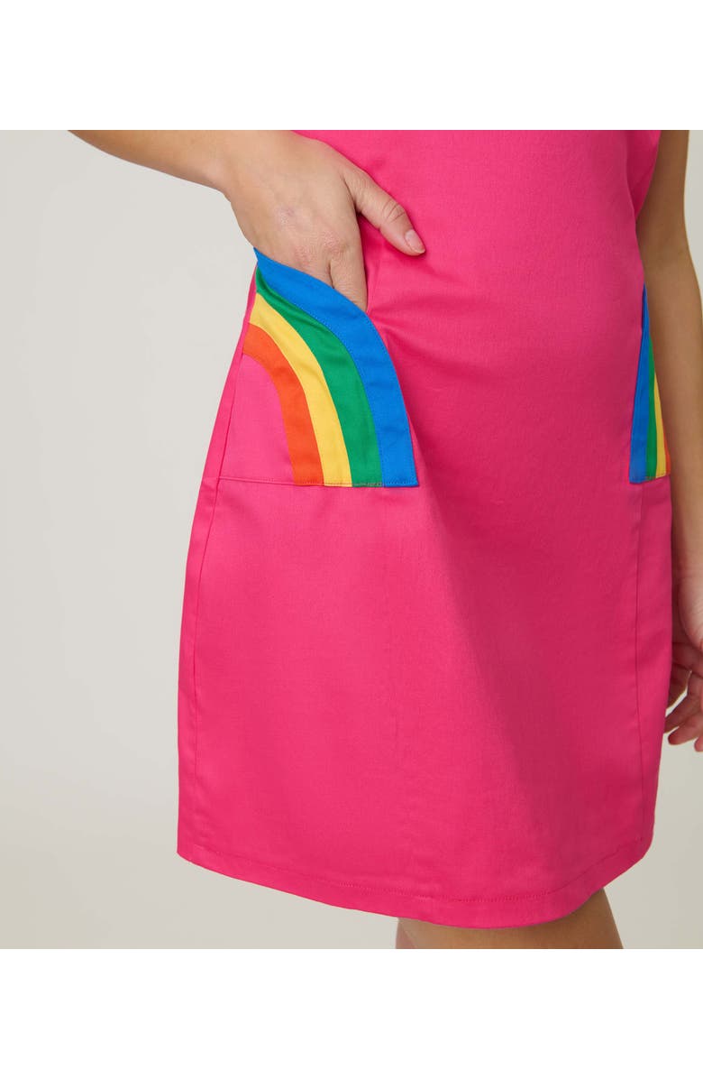 Smak Parlour 1960s Sleeveless Mod Shift Dress, Alternate, color, Hot Pink W/Rainbow