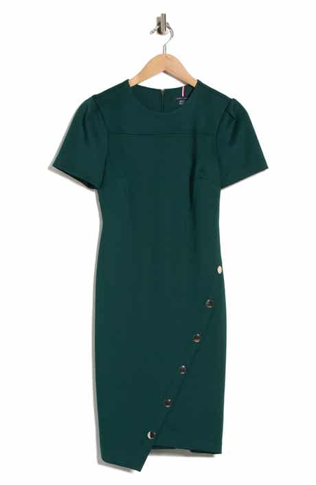 Short Sleeve Scuba Sheath Dress