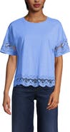 Lands' End Short Sleeve Slub Jersey Cutwork T-Shirt