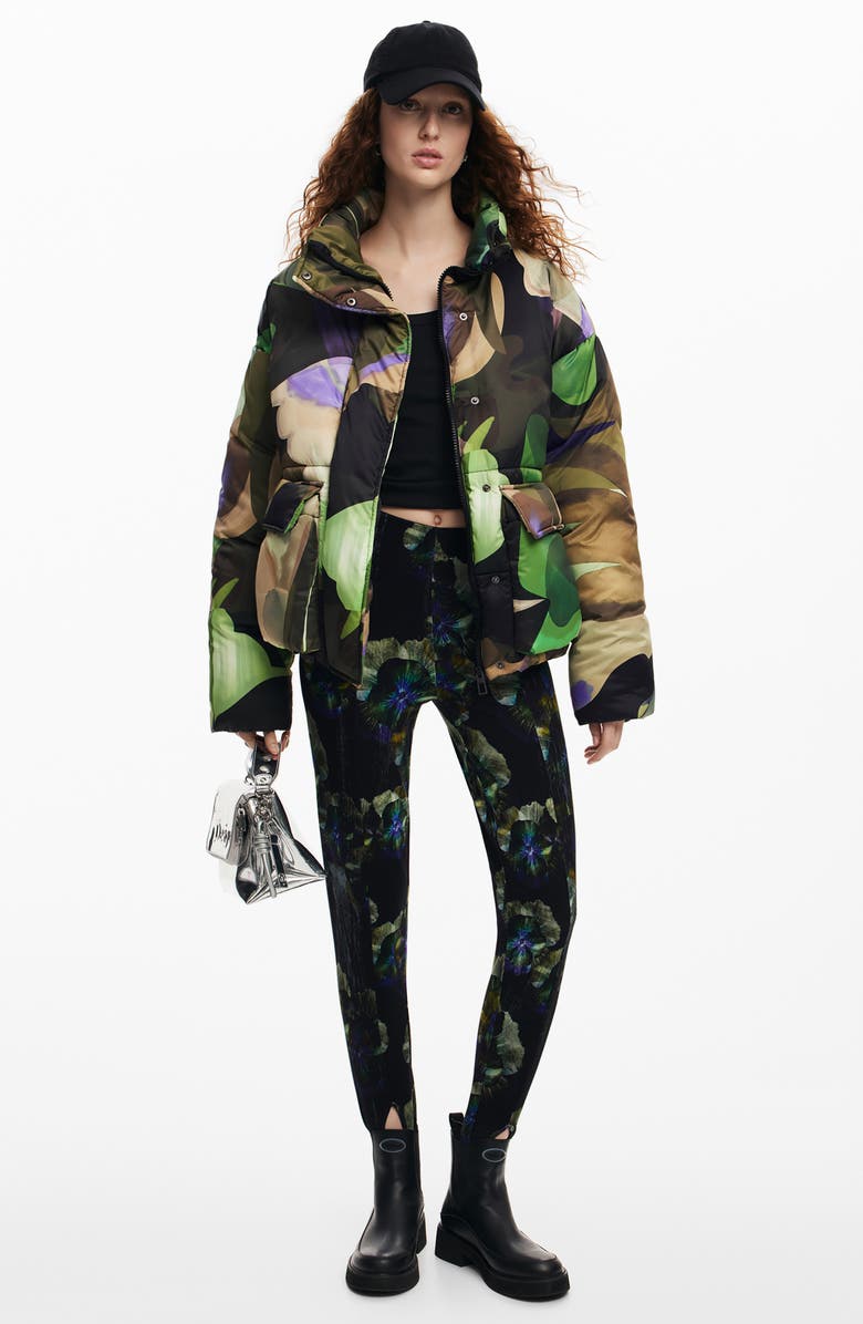 Desigual Lacroiz Aalborg Abstract Print Puffer Jacket, Alternate, color,