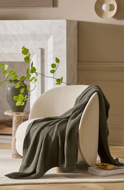 Boll & Branch Dream Throw Blanket In Green