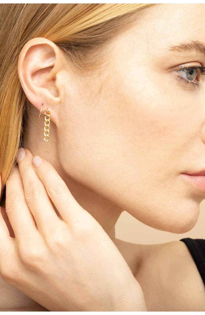 Oradina 14K Yellow Gold Carmine Curb Drop Earrings, Alternate, color, Yellow Gold