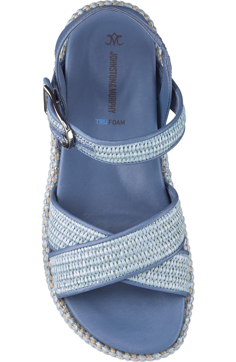 Johnston & Murphy Carli Ankle Strap Platform Sandal, Alternate, color, Light Blue Raffia