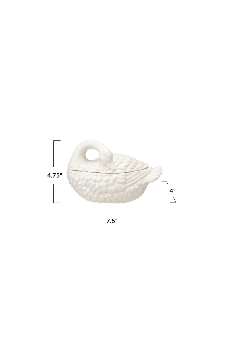 Swan Silhouette Stoneware Jar, Alternate, color, WHite