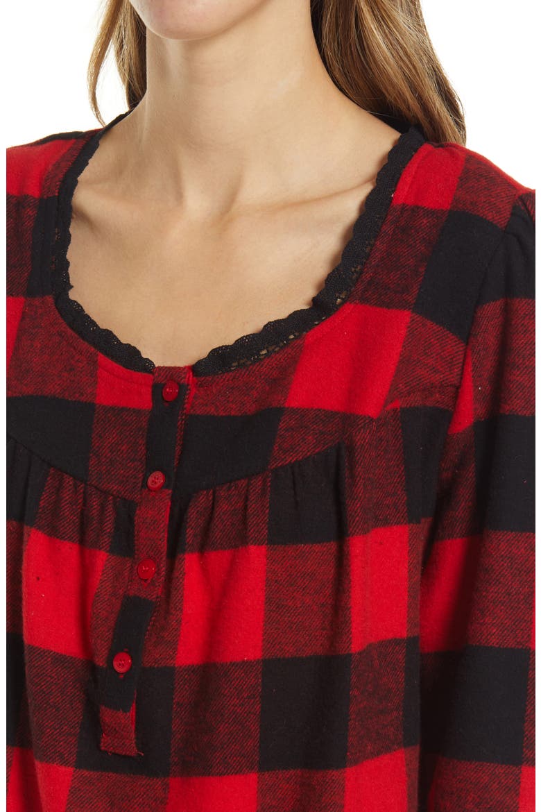 Flannel Family Nightgown, Alternate, color, RED BLOOM BUFFALO PLAID