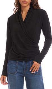 Karen Kane Travel Jersey Drape Cross Front Top