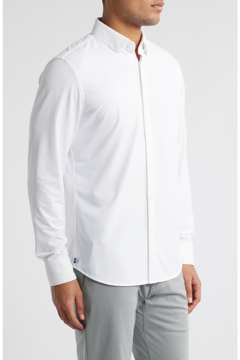 Halyard Trim Fit Solid Textured Knit Button-Up Shirt, Alternate, color, WHITE