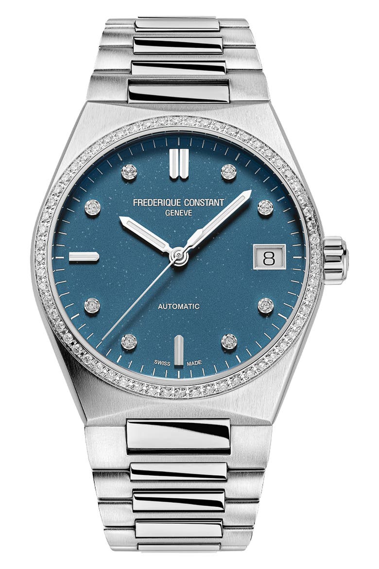 Highlife Diamond Automatic Bracelet Watch, 34mm, Main, color, SILVER-TONE