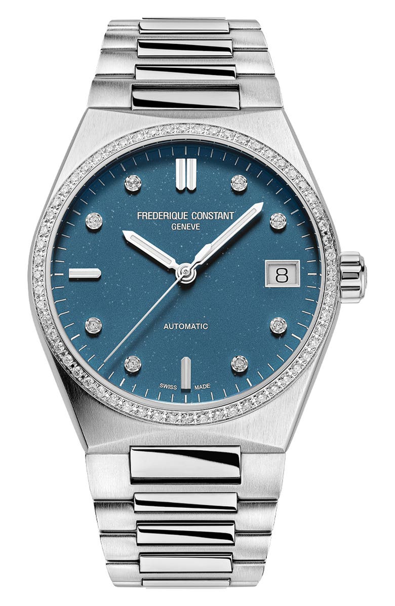 FREDERIQUE CONSTANT Highlife Diamond Automatic Bracelet Watch, 34mm, Main, color, Silver-Tone