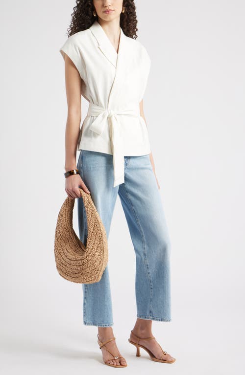 Nordstrom Sleeveless Linen Blend Blazer In White