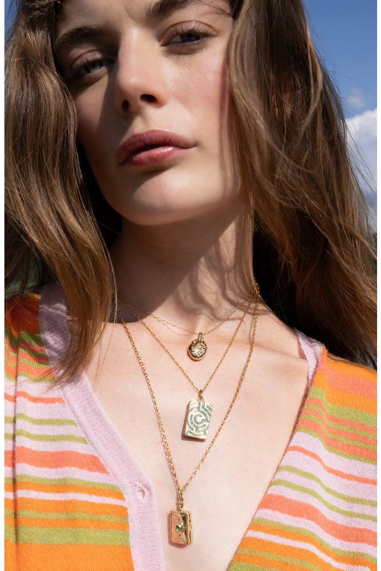 Le Jardin 18k Gold Emerald Locket Necklace, Alternate, color, 18K YELLOW GOLD