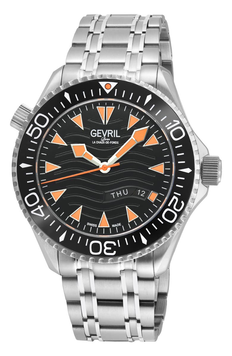 GEVRIL Hudson Yards Automatic Bracelet Watch, 43mm, Main, color, Silver