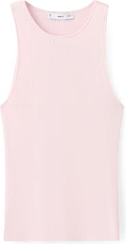 MANGO Cotton Blend Rib Sweater Tank
