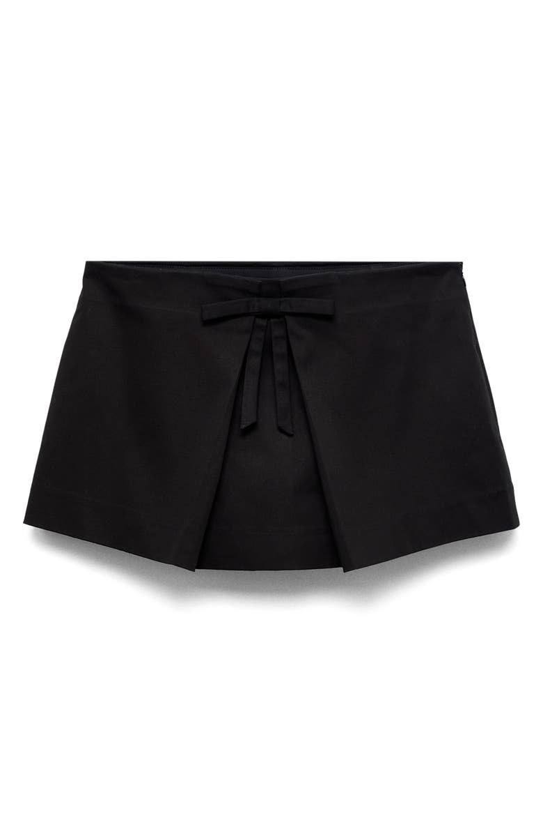 MANGO Bow Cotton Blend Miniskort, Main, color, Black