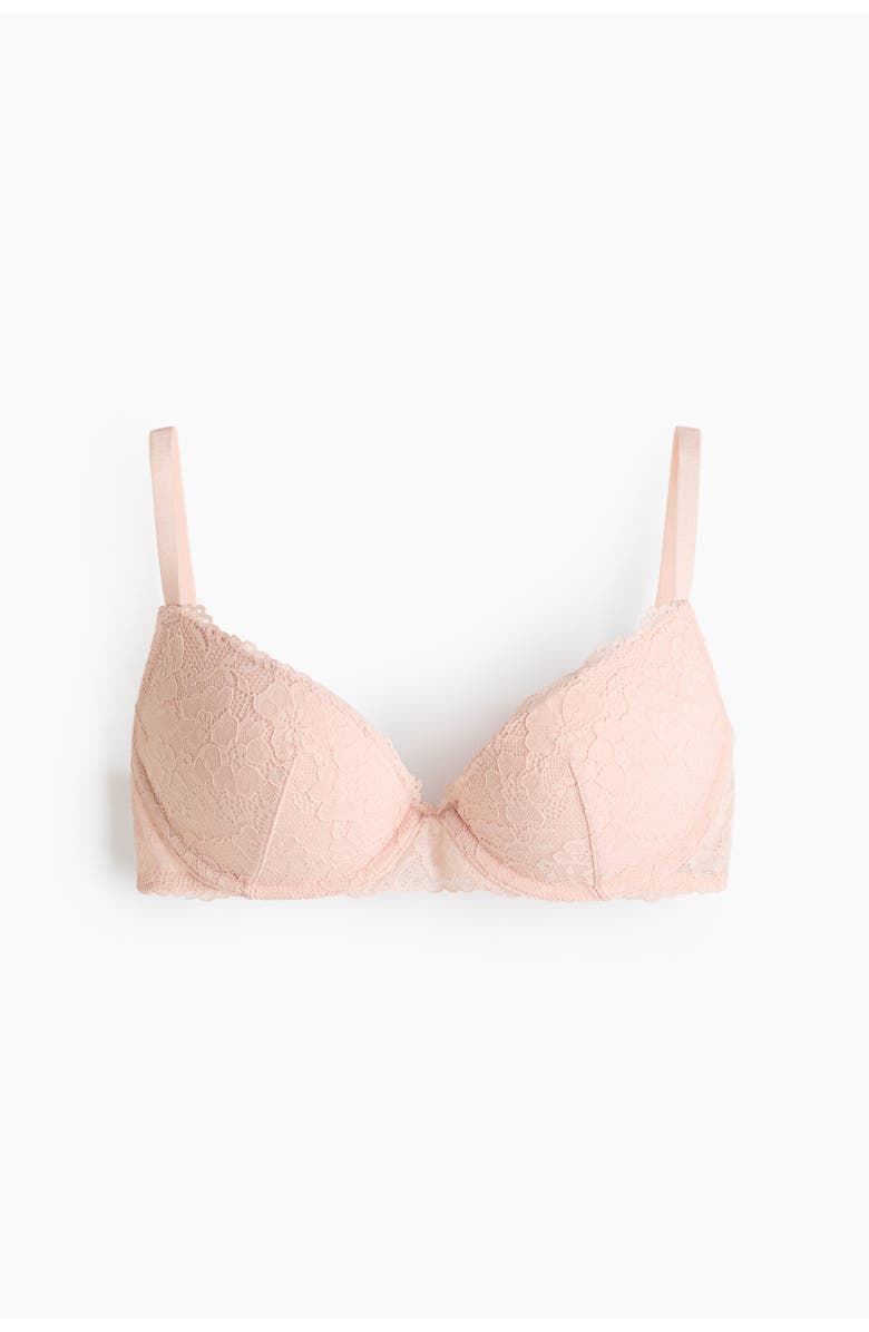 H&M Lace Super Push-up Bra, Main, color, Light Pink