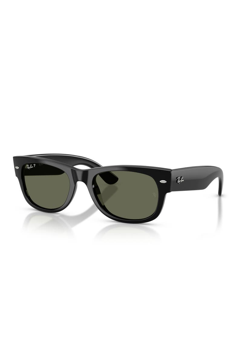 52mm Mega Wayfarer II Polarized Square Sunglasses, Alternate, color, BLACK / GREEN POLAR