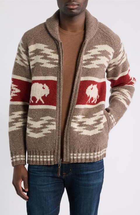 Bison Lambswool Zip Cardigan
