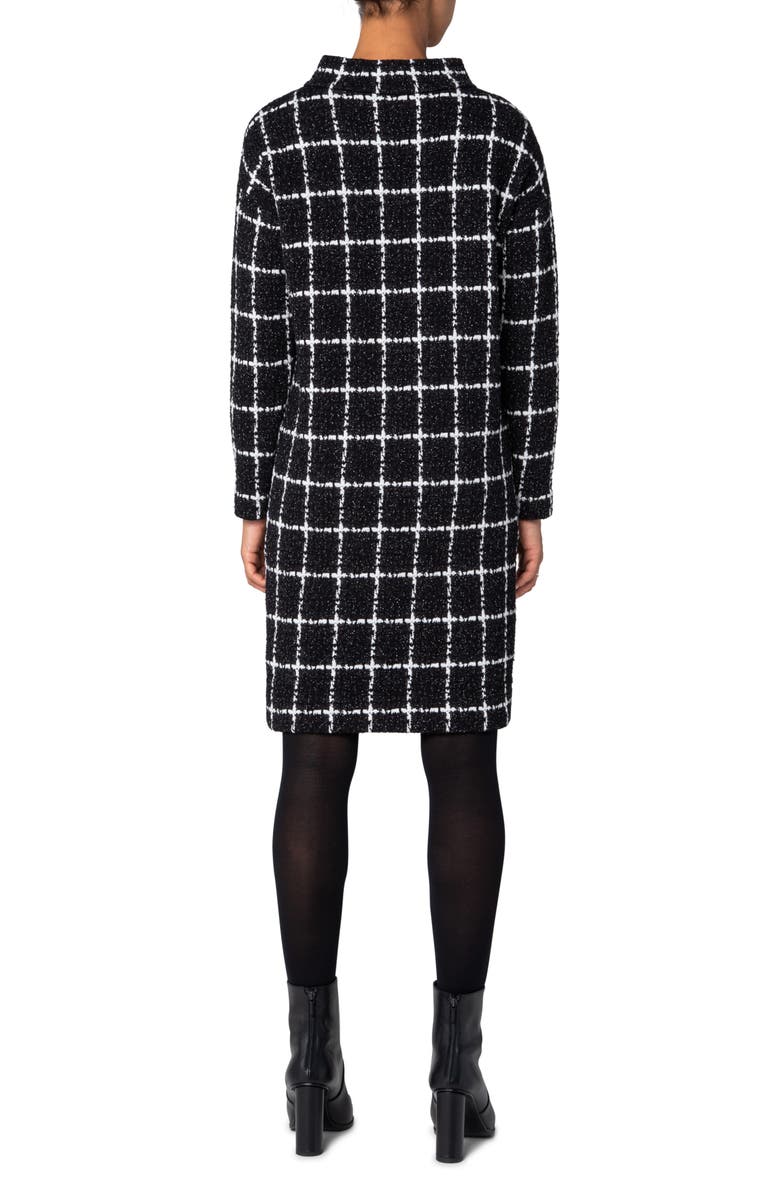 Akris punto Grid Check Long Sleeve Jersey Dress, Alternate, color,