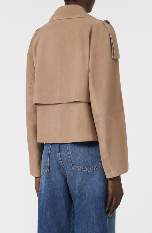Weekend Max Mara Omens Marron Glace Maga Crop Suede Jacket In Brown