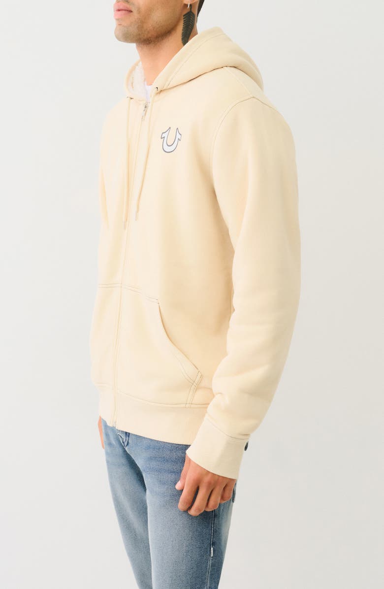 True Religion Buddha Faux Shearling Hoodie, Alternate, color, Fog