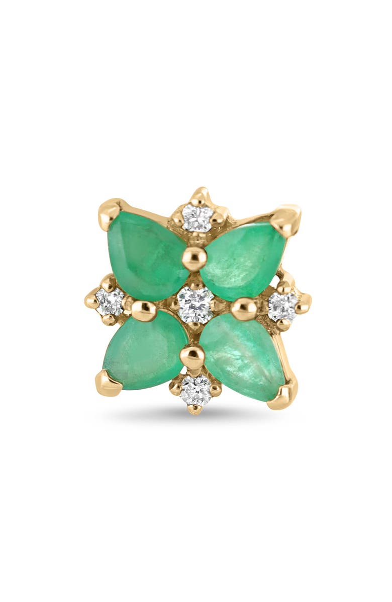 Bony Levy El Mar Emerald & Diamond Flower Stud Earrings, Alternate, color, 18K Yellow Gold