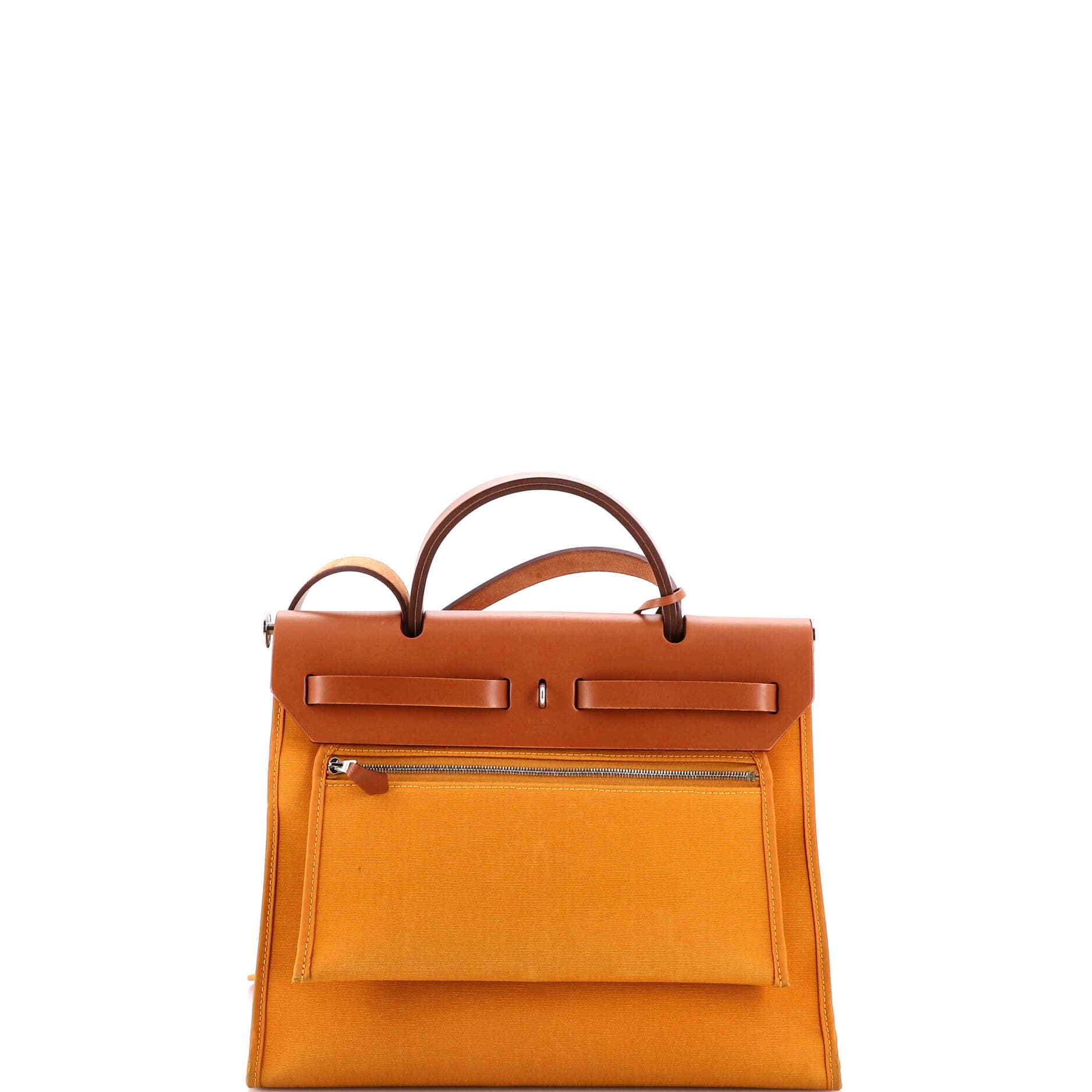 Pre-Owned Hermes Herbag Zip Leather and Toile 31, Alternate, color, Abricot