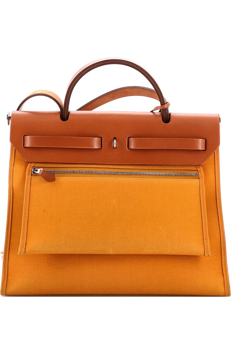 Pre-Owned Hermes Herbag Zip Leather and Toile 31, Alternate, color, Abricot