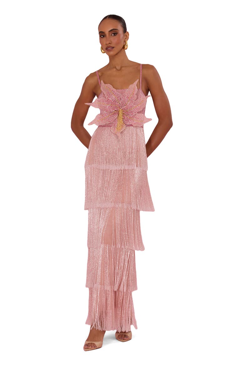 Solar Embroidery Maxi Dress, Alternate, color, PINK