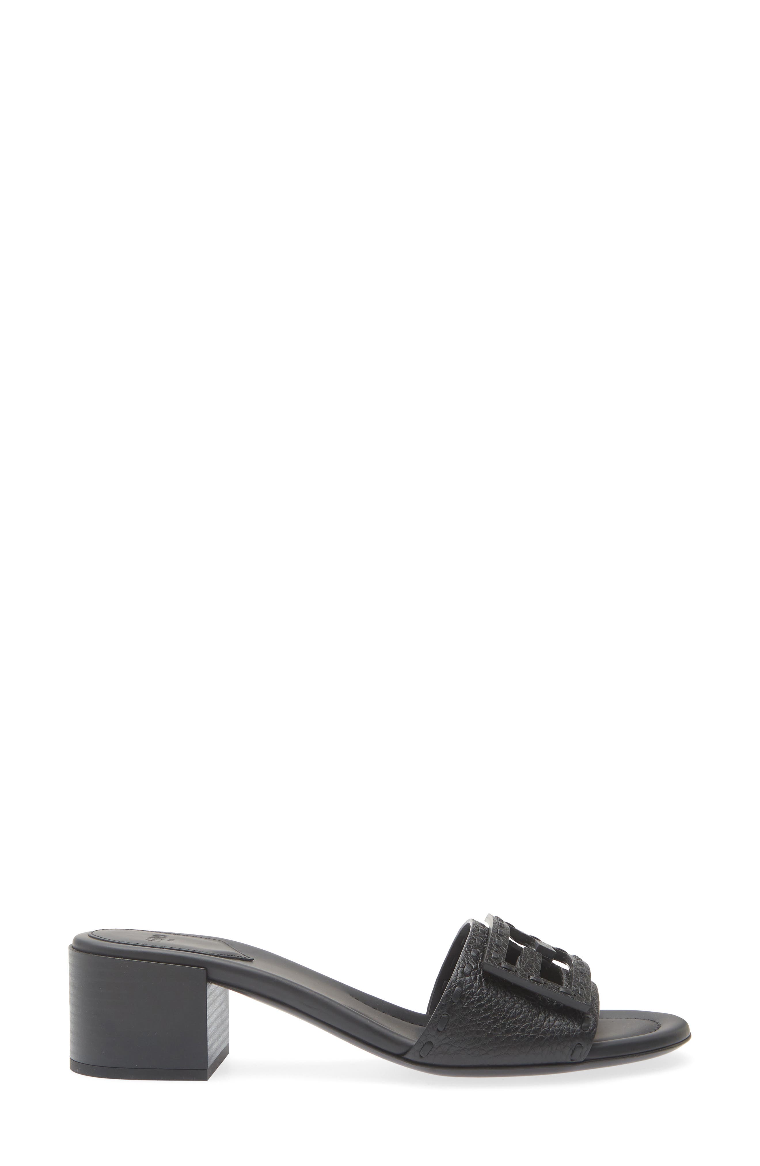 Fendi Baguette Slide Sandal, Alternate, color, Nero