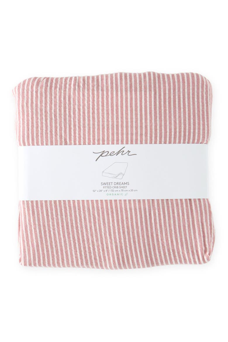 Organic Cotton Seersucker Crib Sheet, Main, color, ANCHOR RED
