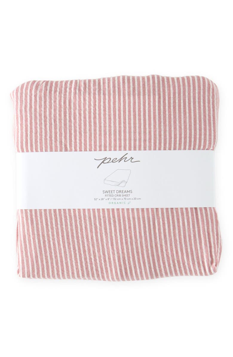Pehr Organic Cotton Seersucker Crib Sheet, Main, color, Anchor Red