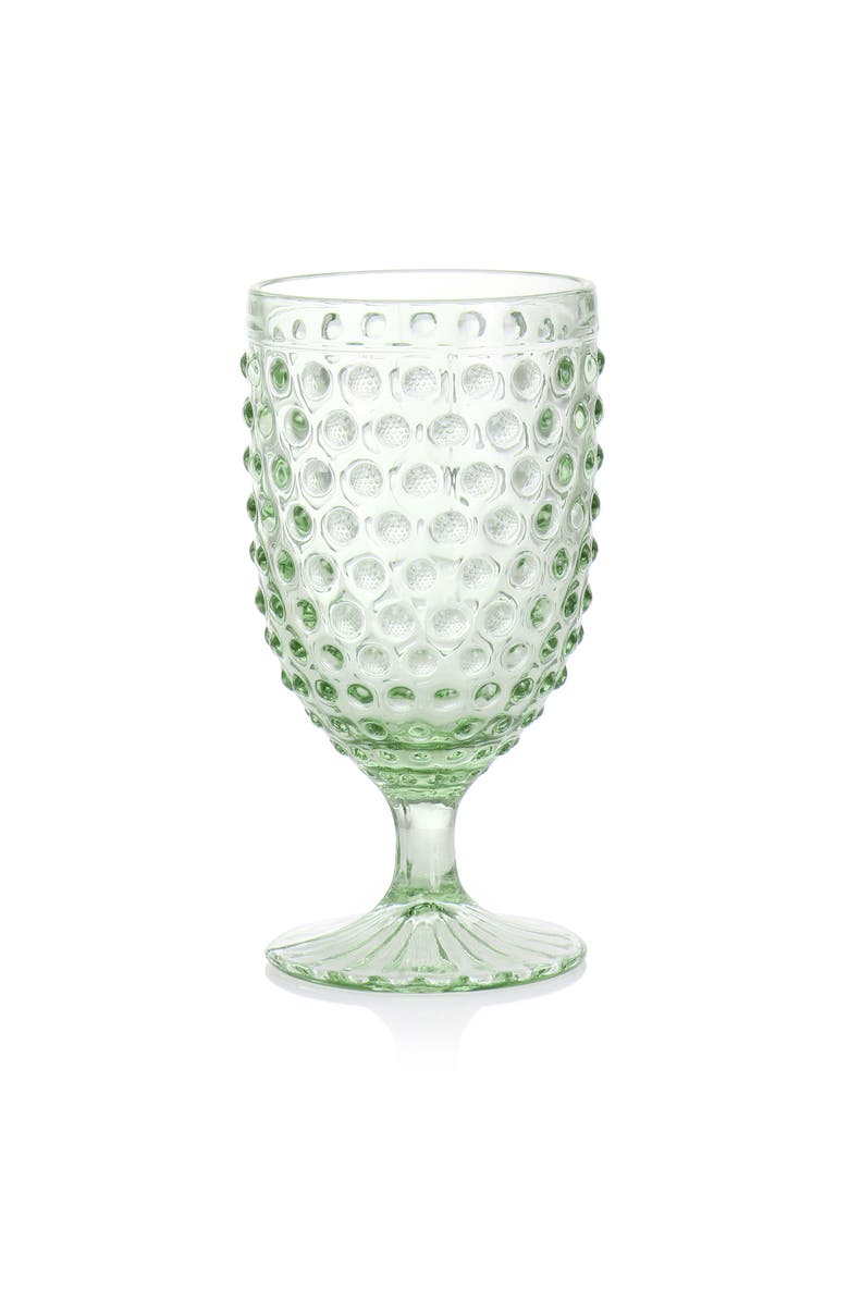 MARTHA STEWART 6 Piece 14.2 Ounce Clear Glass Hobnail Goblet Drinkware Set, Alternate, color, Green