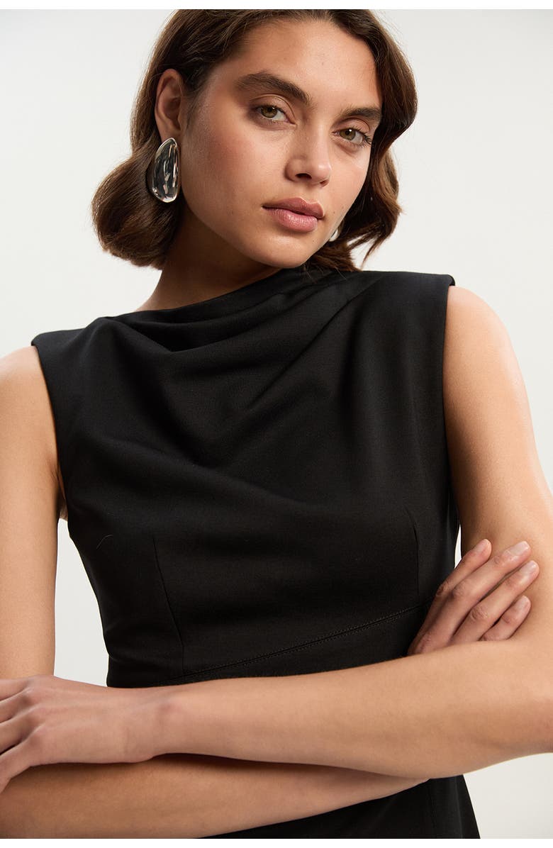 Karen Millen Ponte Asymmetric Midi Dress, Alternate, color, Black