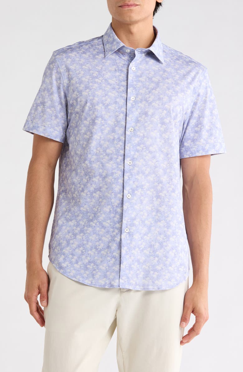 Bugatchi Short Sleeve Woven Shirt, Main, color, Lilac
