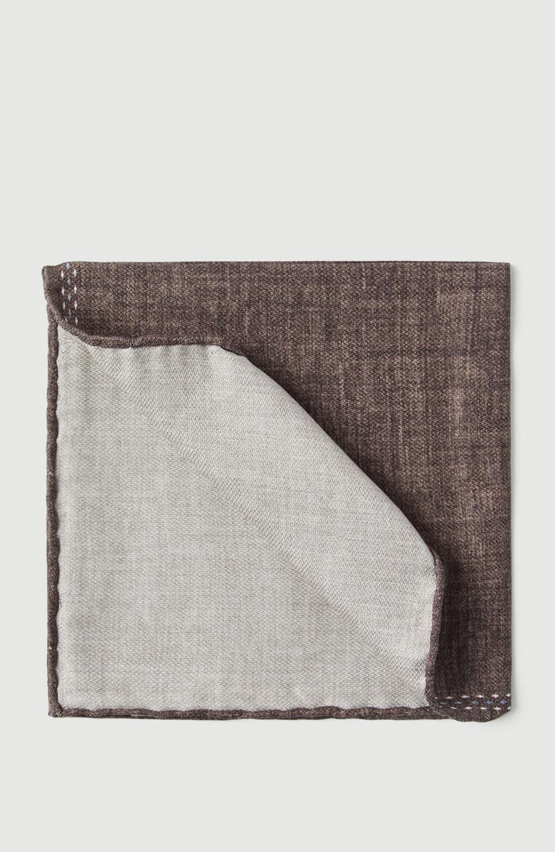 Brunello Cucinelli Silk pocket square, Alternate, color, Brown