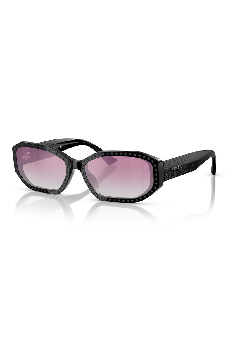 56mm Gradient Oval Sunglasses, Alternate, color, BLACK / SILVER NIGHT