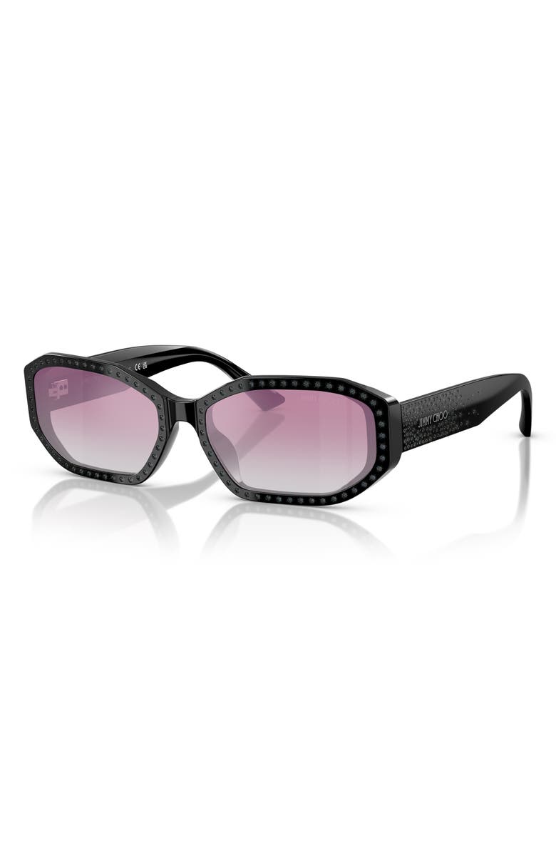 Jimmy Choo 56mm Gradient Oval Sunglasses, Alternate, color, Black / Silver Night