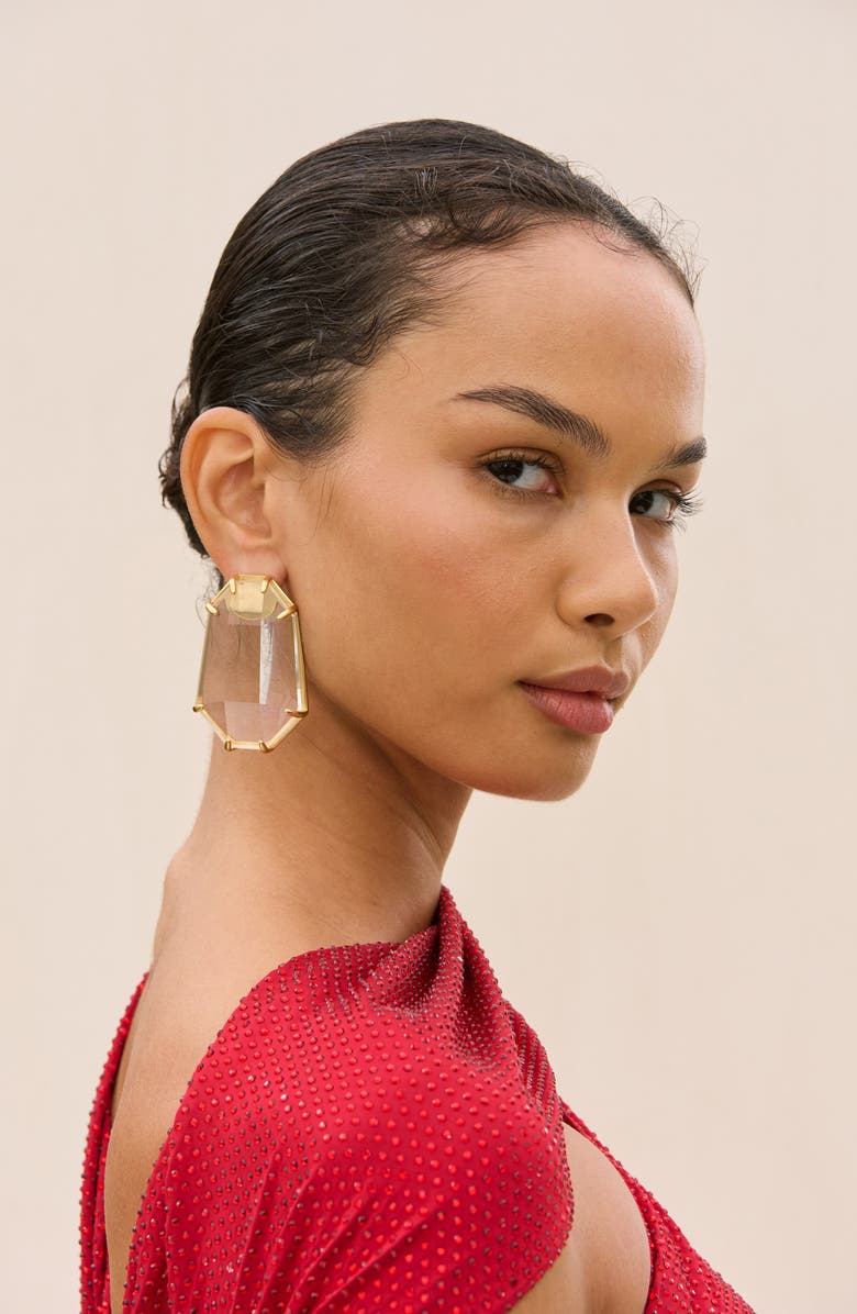 Cult Gaia Elsa Geometric Earrings, Alternate, color, Clear/ Brass
