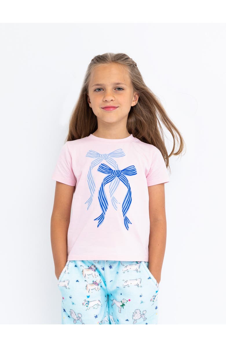Preppy Goose Bow Print Short Sleeve T-Shirt, Main, color, Light Pink
