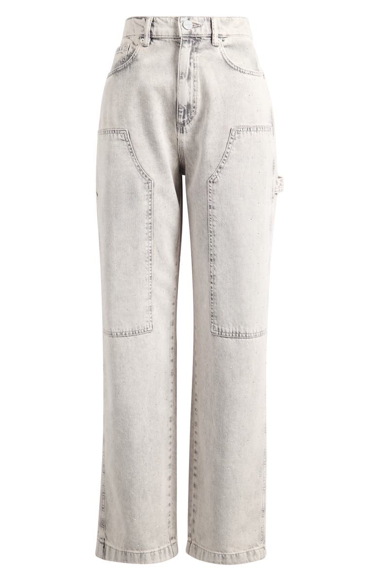 AllSaints Mia Crystal Carpenter Jeans, Main, color, Snow Grey