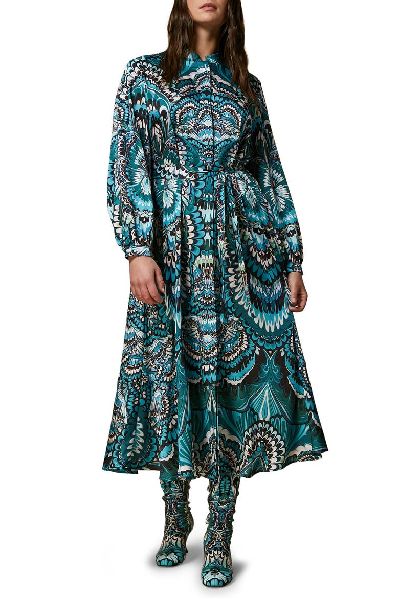 Chemisier Long Sleeve Shirtdress, Main, color, OIL