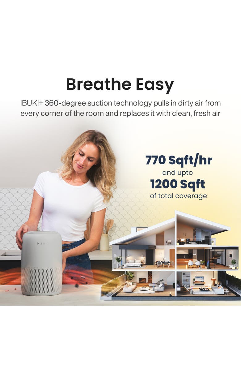 MIKO Hepa Air Purifier Up To 770 Sqft - White, Alternate, color, White