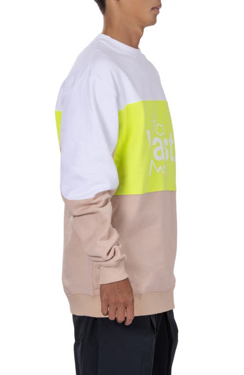 Vast Colorblock Lifestyle Crewneck Logo Graphic Sweatshirt In Safety Yellow Multi