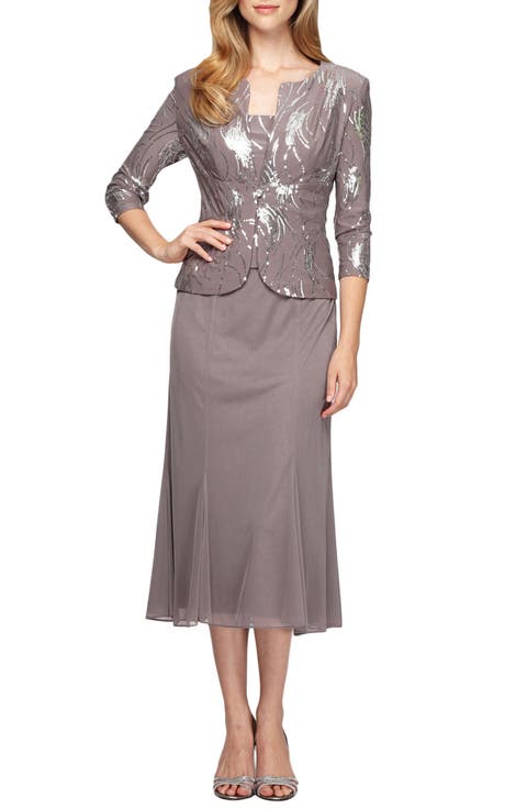Sequin Midi Dress with Jacket (Regular & Petite)