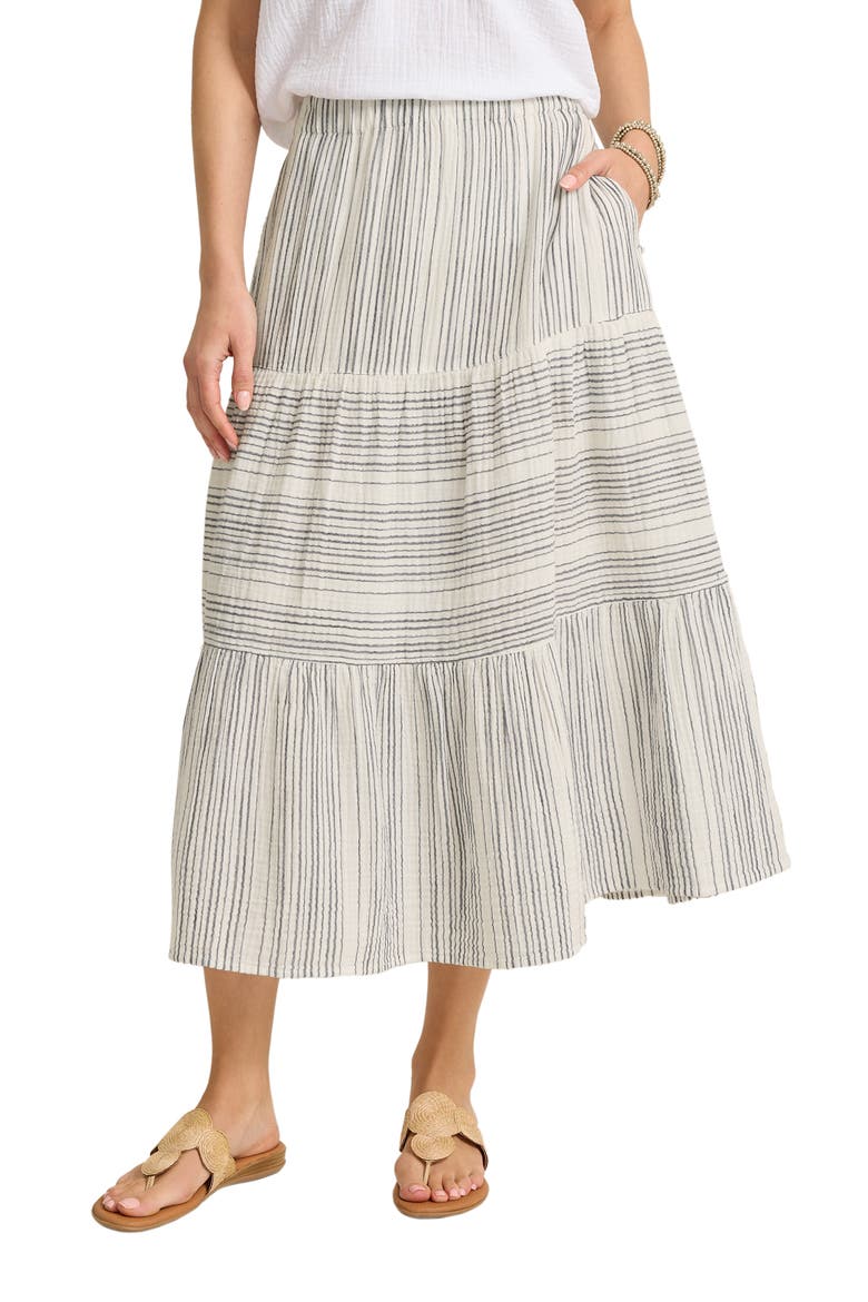 Luminous Tide Cotton Tiered Midi Skirt, Main, color, COASTLINE