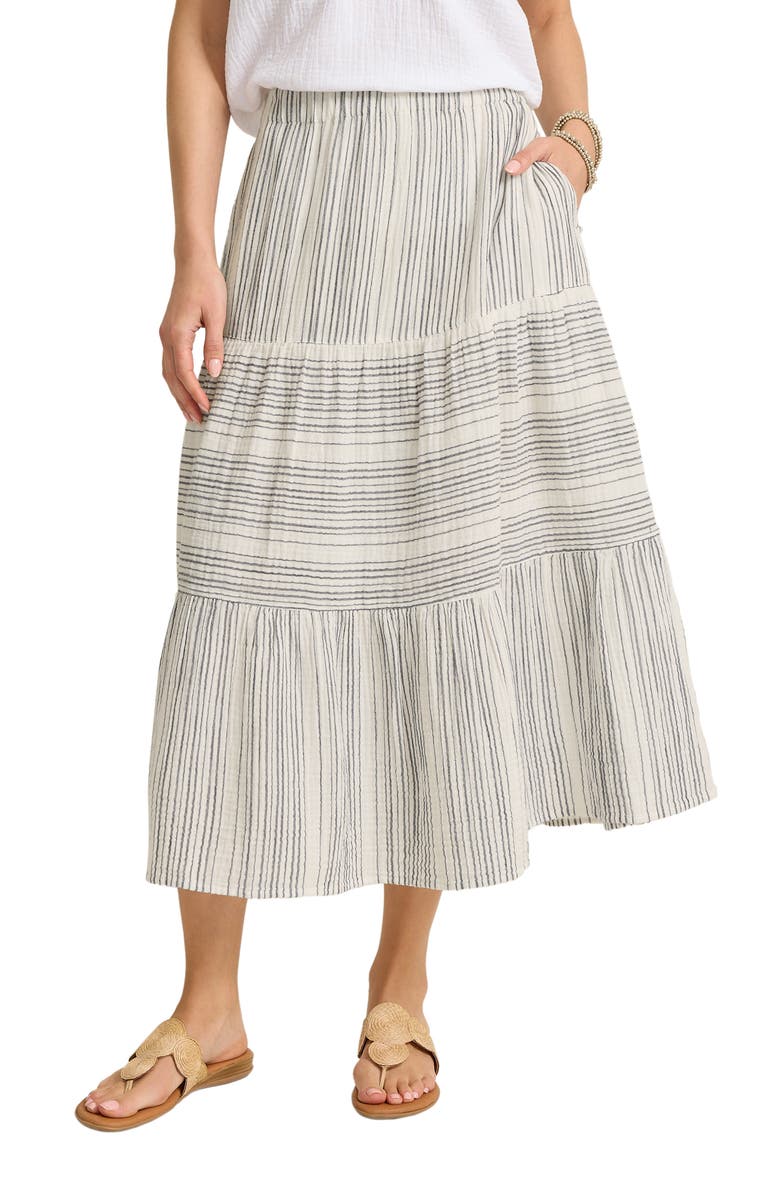 Tommy Bahama Luminous Tide Cotton Tiered Midi Skirt, Main, color, Coastline
