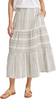 Tommy Bahama Luminous Tide Cotton Tiered Midi Skirt