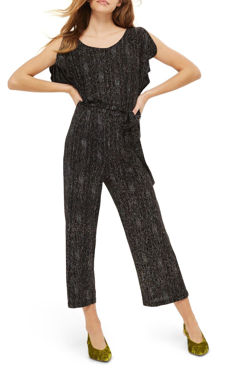 Topshop Rainbow Glitter Jumpsuit, Main, color,