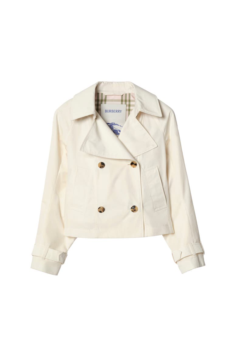 Burberry Cropped Lightweight Ladybrook Trench Jacket, Alternate, color, Seashell White